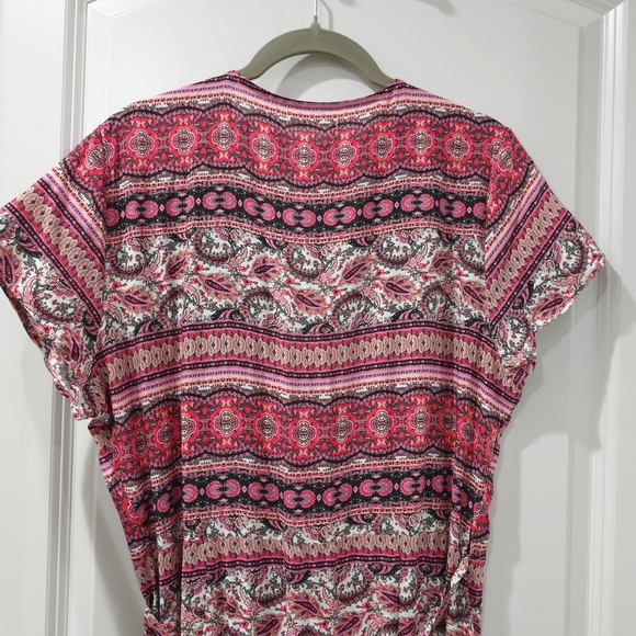 LE SALTY LABEL Bohemian Red Maxi Wrap Beach Cover Vacation Dress, Cover Up, L - Picture 9 of 14